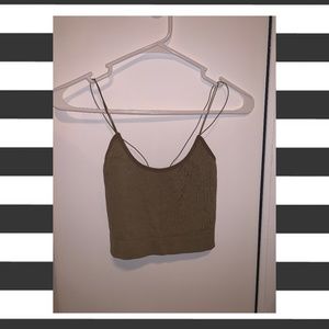 Olive Green Crop Tank Top